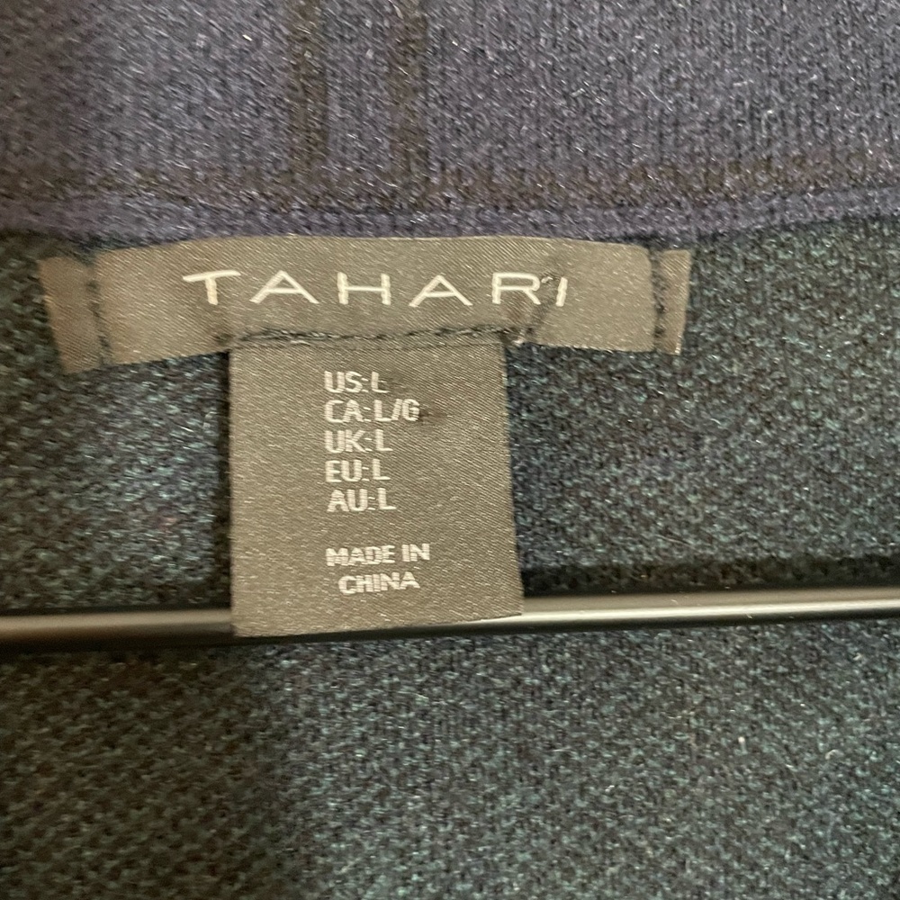 Tahari Soft Plaid Sweater Blazer Size Large Academia Career Preppy Green & Blue - Picture 2 of 8